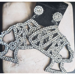 Rhinestone studded Nefertiti felt earrings, modern Egyptian Revival